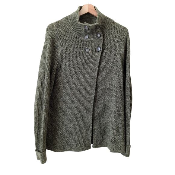 Woolrich Women's Cardigan Sweater Olive Green Heavy Knit Heritage Cotton Large - Picture 1 of 8